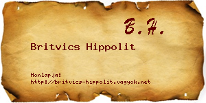 Britvics Hippolit névjegykártya